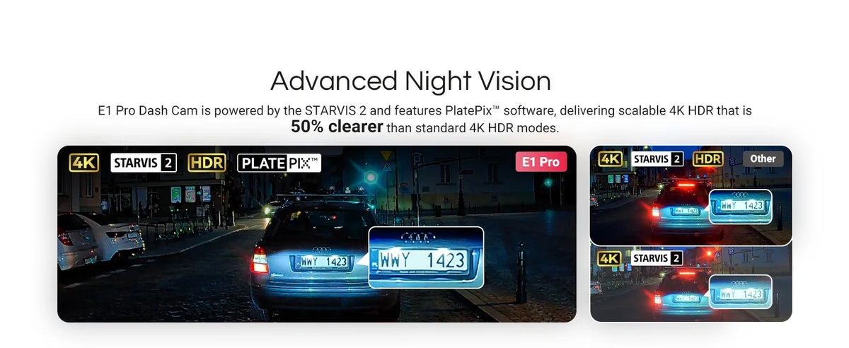 Vantrue E1 Pro 4K Mini DashCam Front STARVIS 2 Plate Pix™ HDR Night Vision Dash Camera for Car 5G WiFi&GPS Support 1TB Max