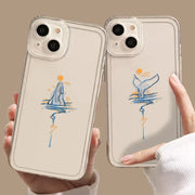 Clear Dolphin Whale Paired Couple Phone Case For iPhone 17 15 14 13 11 12 16 Pro Max Plus Mini 17E SE4 7 8 Lovers Cover Fundas