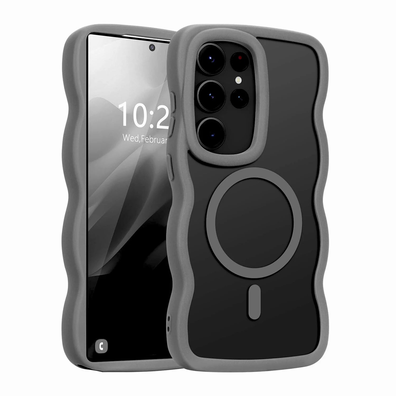 Luxury Wavy Frame Matte Case For Samsung Galaxy S26 S25 S24 Ultra Plus Edge S 26 A56 A36 Magsafe Charge Shockproof Armor Cover