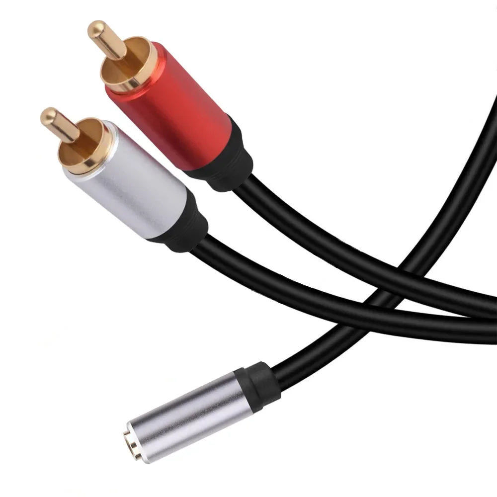 Stereo 3.5 RCA Y Cable 2RCA Male to 3.5mm Female AUX Jack Adapter Audio Cord for Computer MP3 Phone Speaker Home Theater DVD