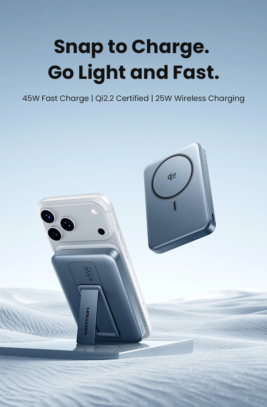 Vention Qi2.2 25W Power Bank 10000mAh 45W For Magnetic Wireless Portable Charger Battery for iPhone Samsung
