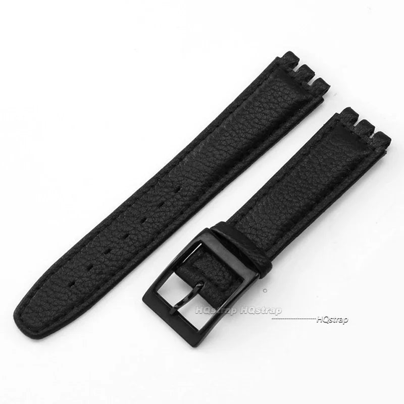 Watch Strap for Swatch 17mm Genuine Cowhide Leather Bracelet Men Women Waterproof Sport Replacement Watchband Belt Accessories