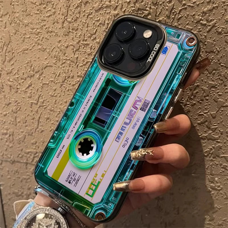 Retro Cassette Tape Electroplate Phone Case For Samsung Galaxy S26 S23 S24 S25 Ultra S22 S21 S20 Plus FE A35 A54 A55 5G Cover