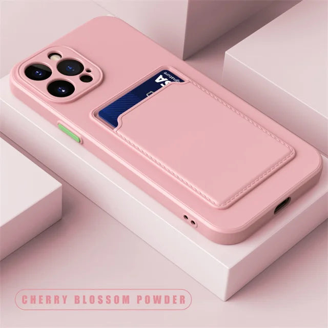 Luxury Soft Silicone Wallet Case Funda For iPhone 17 Air 16 15 14 11 13 12 Pro Max Plus Card Holder Slot Back Cover Protective