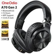 Oneodio A70 Gen 2 Wireless Bluetooth 6.0 Headphones With Hi-Res LDAC Audio 72Hrs Over Ear Studio Wired DJ Headset APP Support