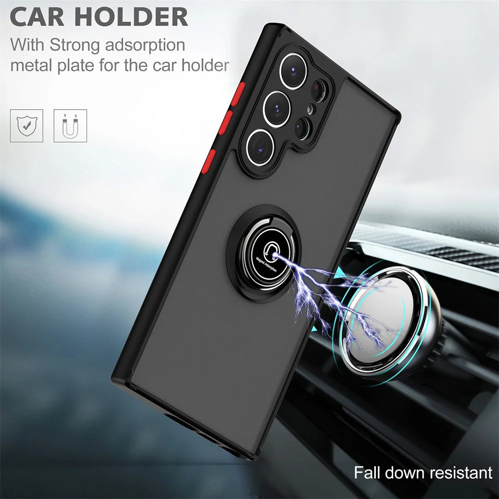 Shockproof Armor Matte Case For Samsung Galaxy S24 S23 S22 S21 S20 Ultra FE Note 20 Ultra 5G A32 A52 A72 S10 Plus Magnetic Holde
