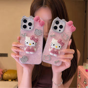 Luxury Diamond Hello Kitty Phone Case For iPhone 11 12 13 14 15 16 17 Pro Max 14 15 16 Plus Shockproof INS Style Girl Back Cover