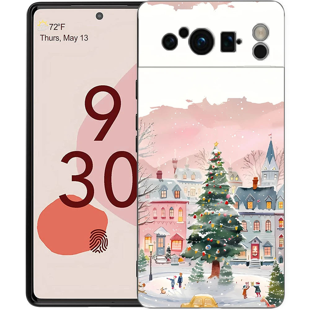 Cartoon Christmas Style Phone Case For Google Pixel 10A 10 9 8 7 6 Pro XL 9A 8A 6A 7A 5G Soft Shockproof TPU Black Cover