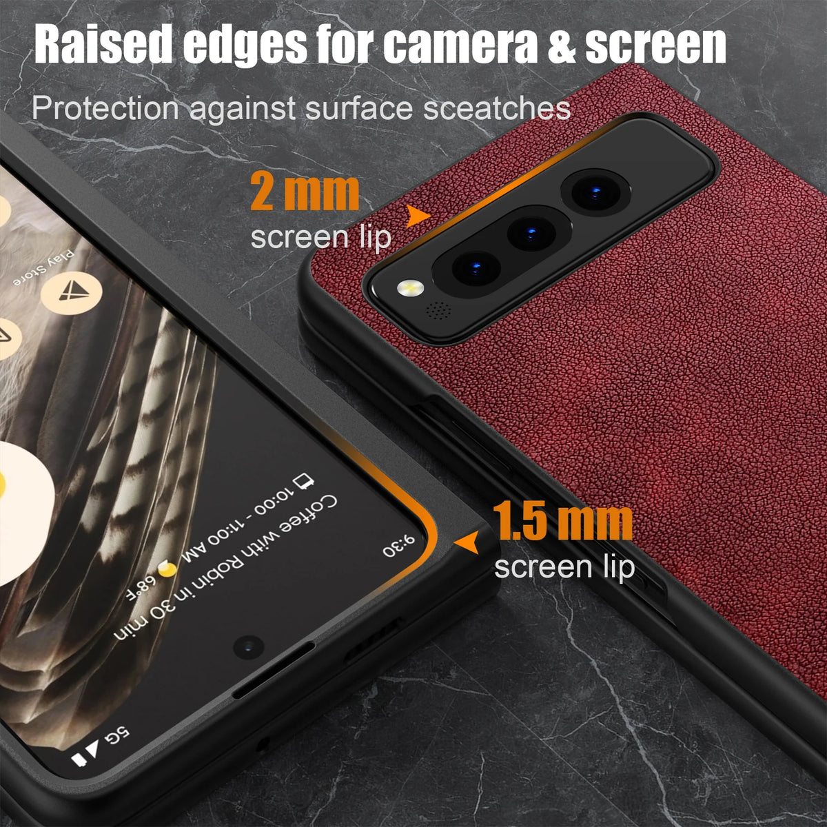 PU Leather Case for Google Pixel Fold 5G Simply Business Style Hard PC with PU 2in1 Material
