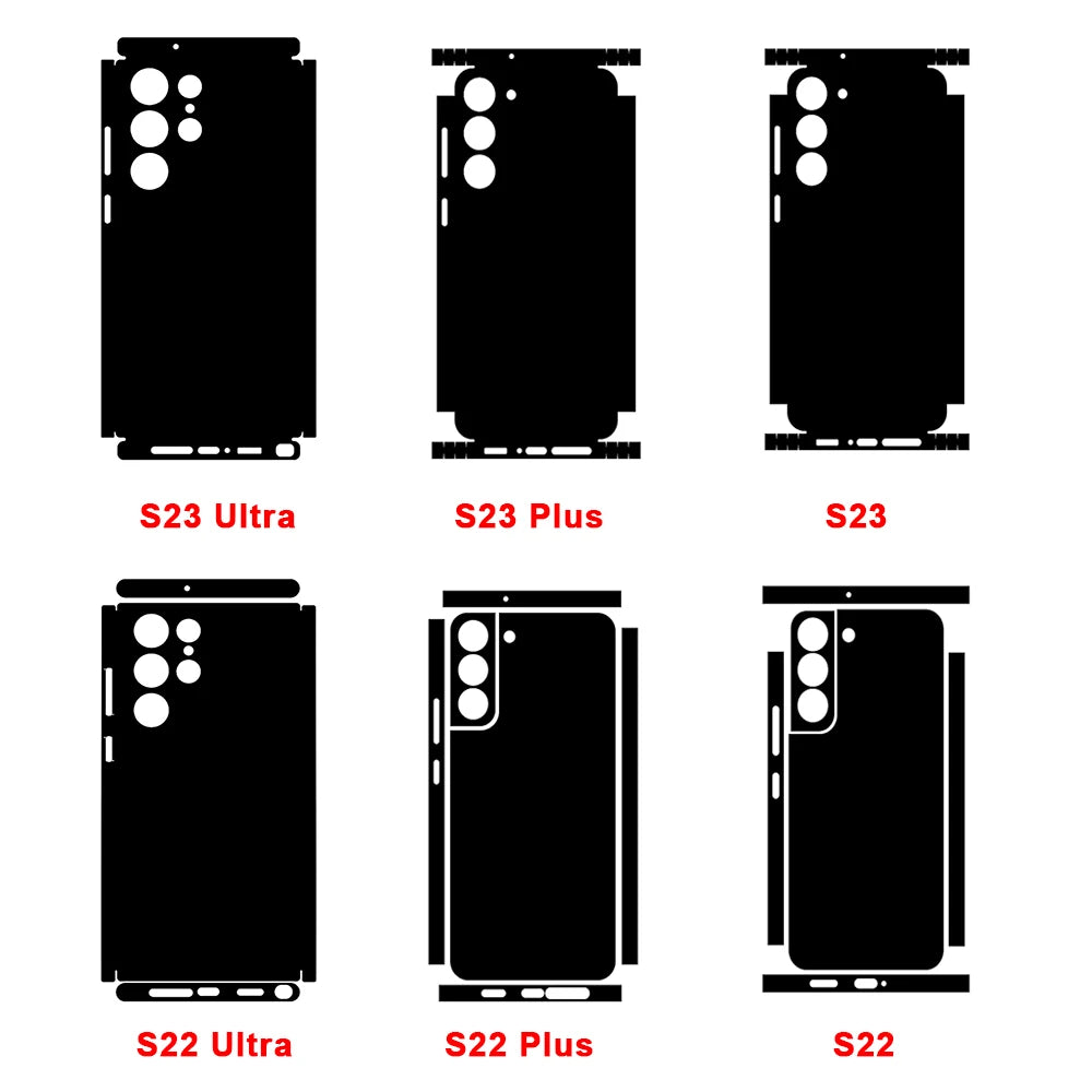 Leather Grain Full Body Phone Protector Sticker For SAMSUNG GALAXY S25 S24 S23 Ultra S23 Plus S23 S22+ Back + Sides Wrap Film