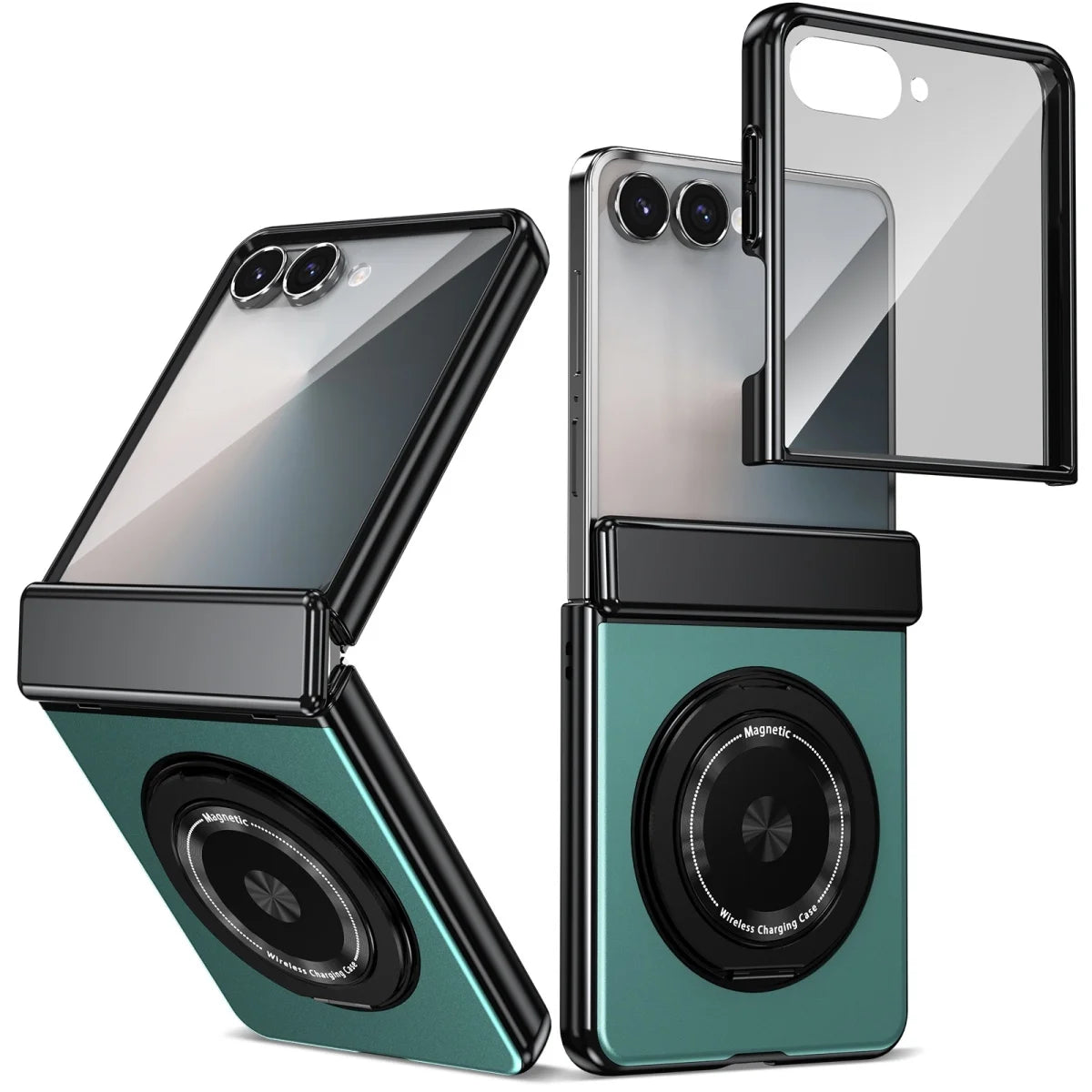 360° Rotating Ring Stand Magnetic Hinge Protective Phone Case for Samsung Galaxy Z Flip 8 7 FE 6 5 4 3 with Screen Film Cover