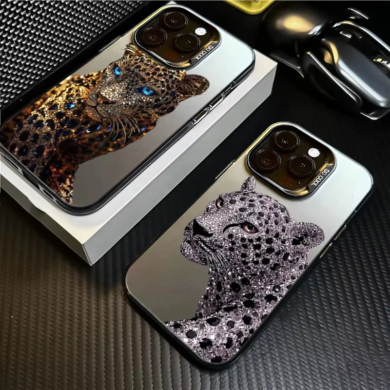 Gold and Slivery Leopard Print Phone Case for Samsung Galaxy S25 S24 S23 S22 S21 S20 Ultra Plus FE A55 A54 A53 A34 A35 A15 Cover
