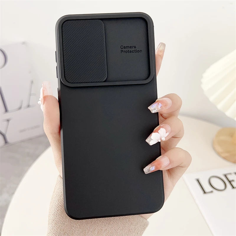 Slide Camera Lens Protection Case For Samsung S21 S22 S23 S24 FE S25 Ultra Plus A56 A55 A06 A52S A34 A16 A73 A21S A36 Soft Cover