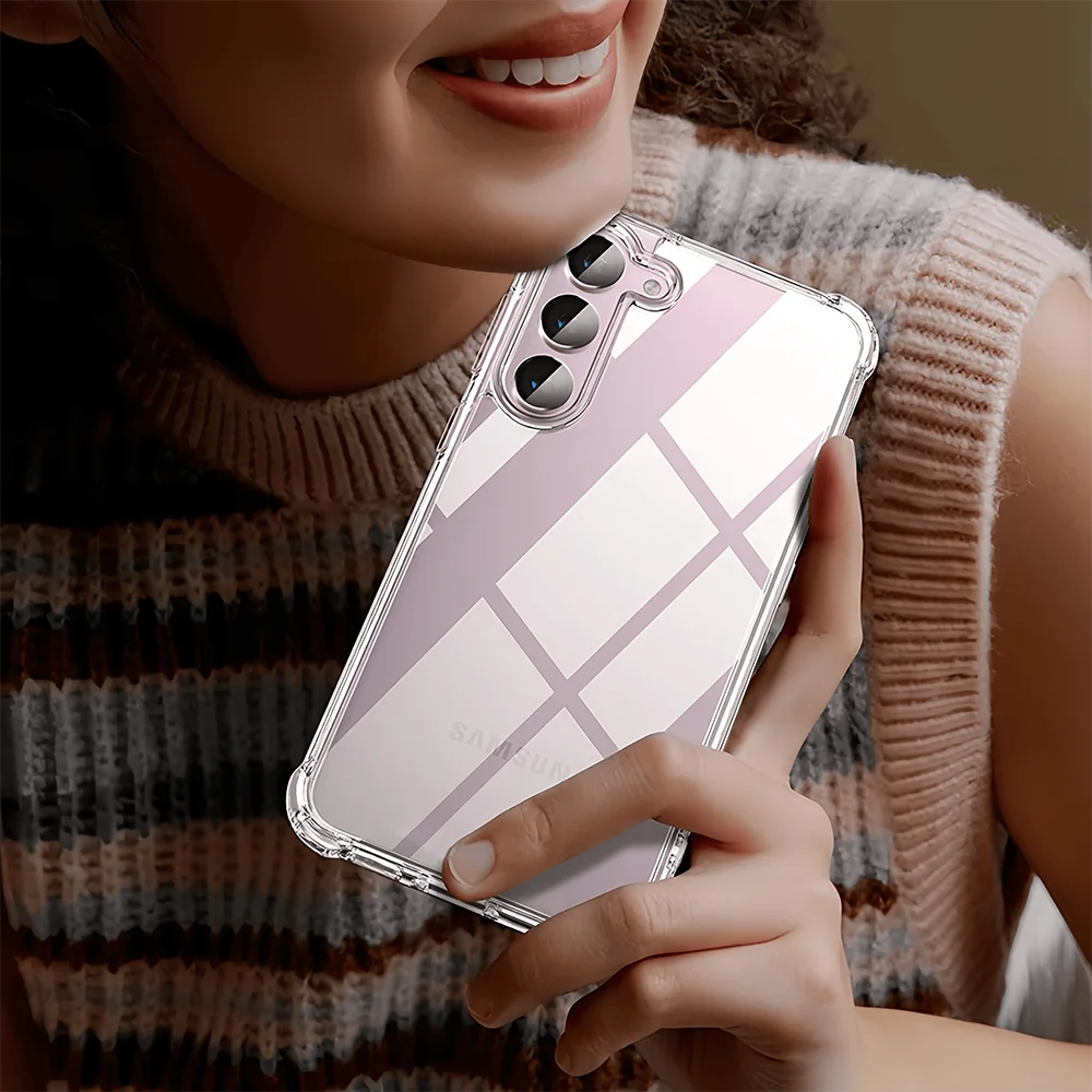Shockproof Silicone Soft Phone Case For Samsung Galaxy S25 S24 S23 S22 Ultra S21 Plus S20 FE S25 Edge S10 S9 S8 Plus Clear Case