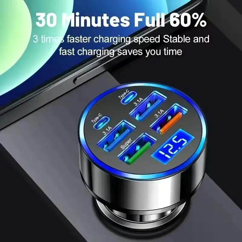 Fast Charging Car Phone Charger Adapter 4 Ports USB Car Charger Type C PD Quick Charge 3.0 Car Charger
