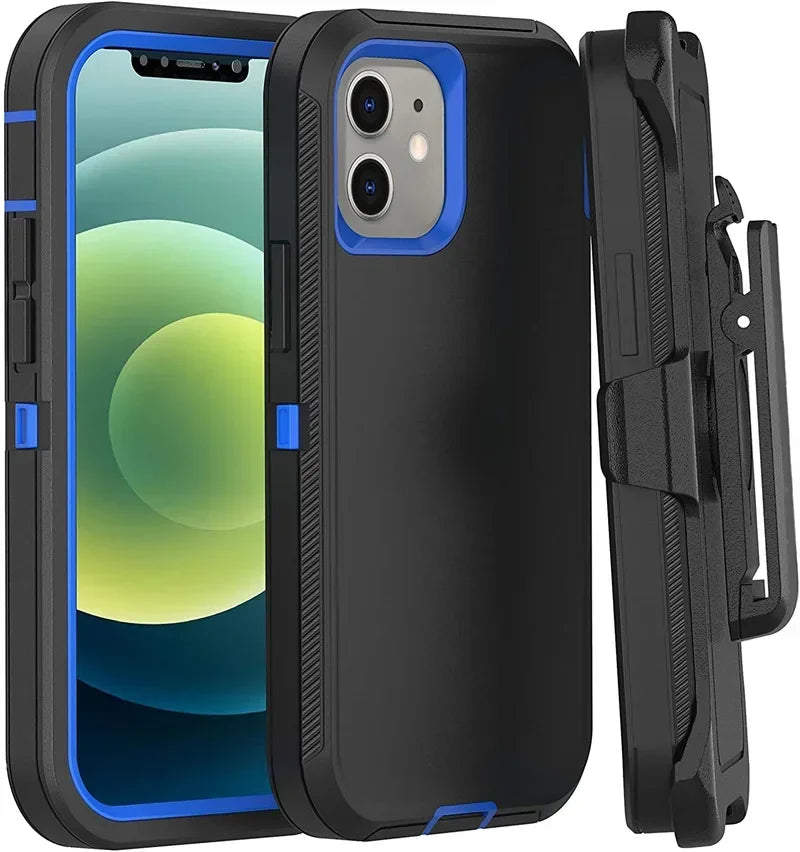 3 in 1 Military Armor Shockproof Phone Case For IPhone 16 15 14 13 12 11 Pro Max 14Plus XS XR Otter Case Box Belt Clip Cover