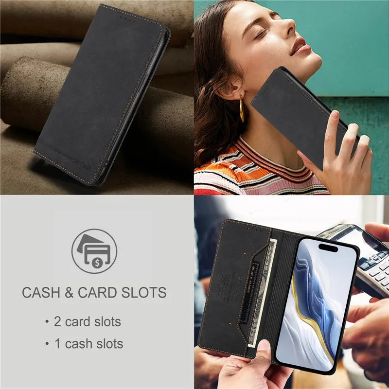 Leather Retro Anti-theft Wallet Flip Case For Motorola MOTO G Stylus Power Play 2025 2024 2023 2022 5G 4G Magnetic Phone Cover