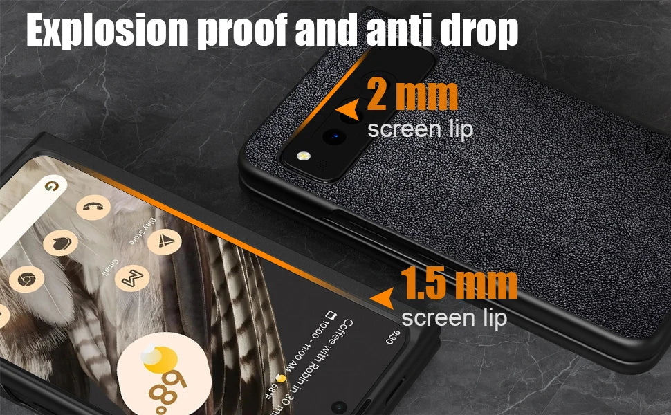 PU Leather Case for Google Pixel Fold 5G Simply Business Style Hard PC with PU 2in1 Material