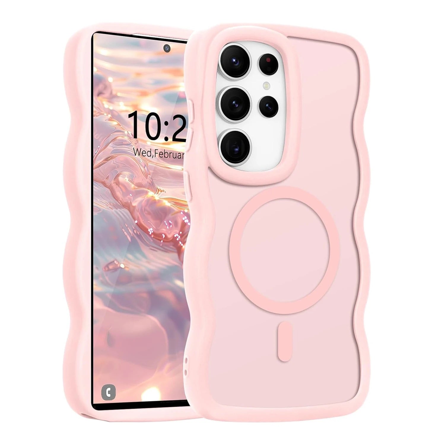 Luxury Wavy Frame Matte Case For Samsung Galaxy S26 S25 S24 Ultra Plus Edge S 26 A56 A36 Magsafe Charge Shockproof Armor Cover