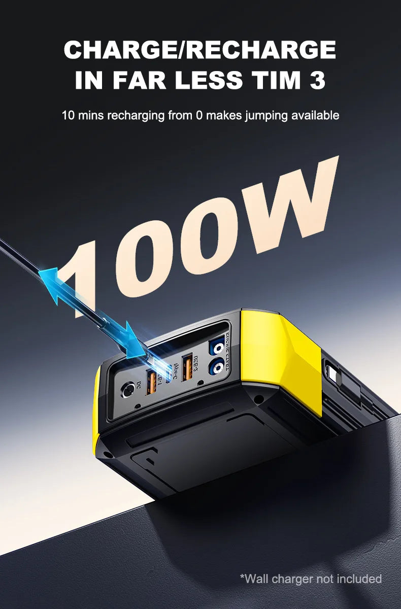 32000mAh 100W Car Emergency Battery Starter Jump Portable Power Bank Multi Function 8000A Ultra-Large Capacity Starting Device