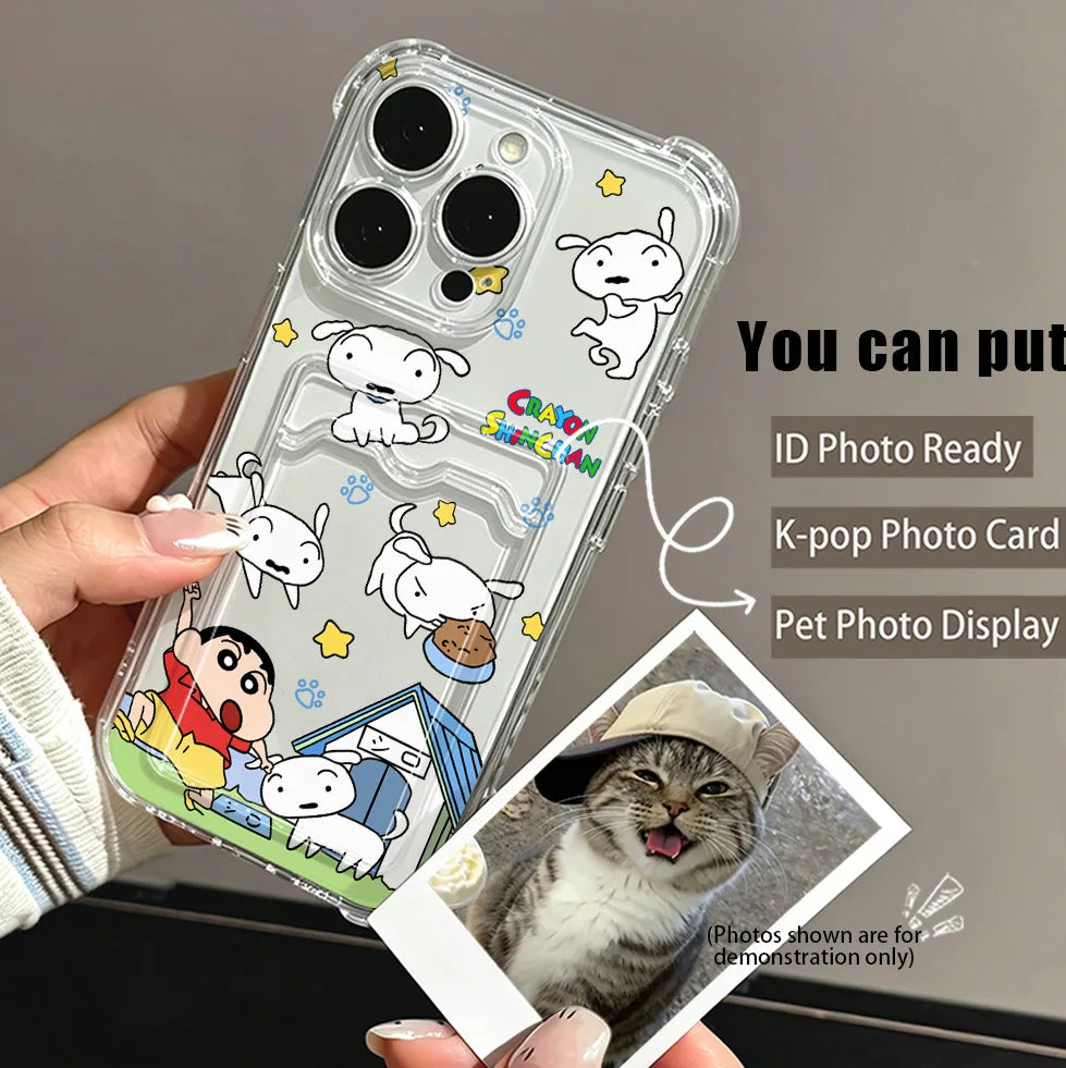 Crayons Shin-chans Card Hold Phone Case For Samsung Galaxy S26 S25 S24 S23 S22 S21 S20 FE Edge Plus Ultra M33 M53 M54 5G Airbag