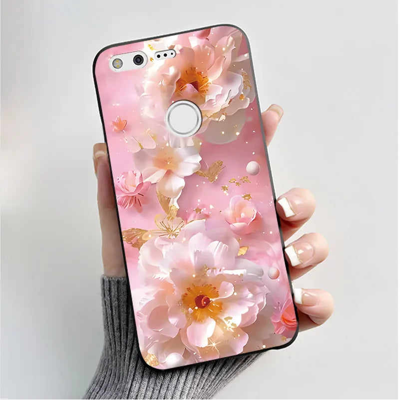 For Google Pixel XL Case Luxury Fashion Butterfly Flowers Black Soft TPU Silicone Back Cover For Google Pixel 1 1XL Phone Cases