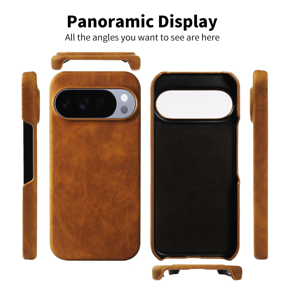 Skin Leather Phone Case For Google Pixel 10A 10 9 Pro XL 9A 8 8A 7 7A 6 6A 5 5A Hard PC Back Cover Cases Shockproof Fundas Coque