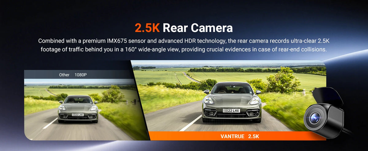 Vantrue N4S DashCam 3 Channel WiFi STARVIS 2 2.7K+1440P+1440 Waterproof Rear Camera HDR IR Night Vision GPS 24h Packing Mode