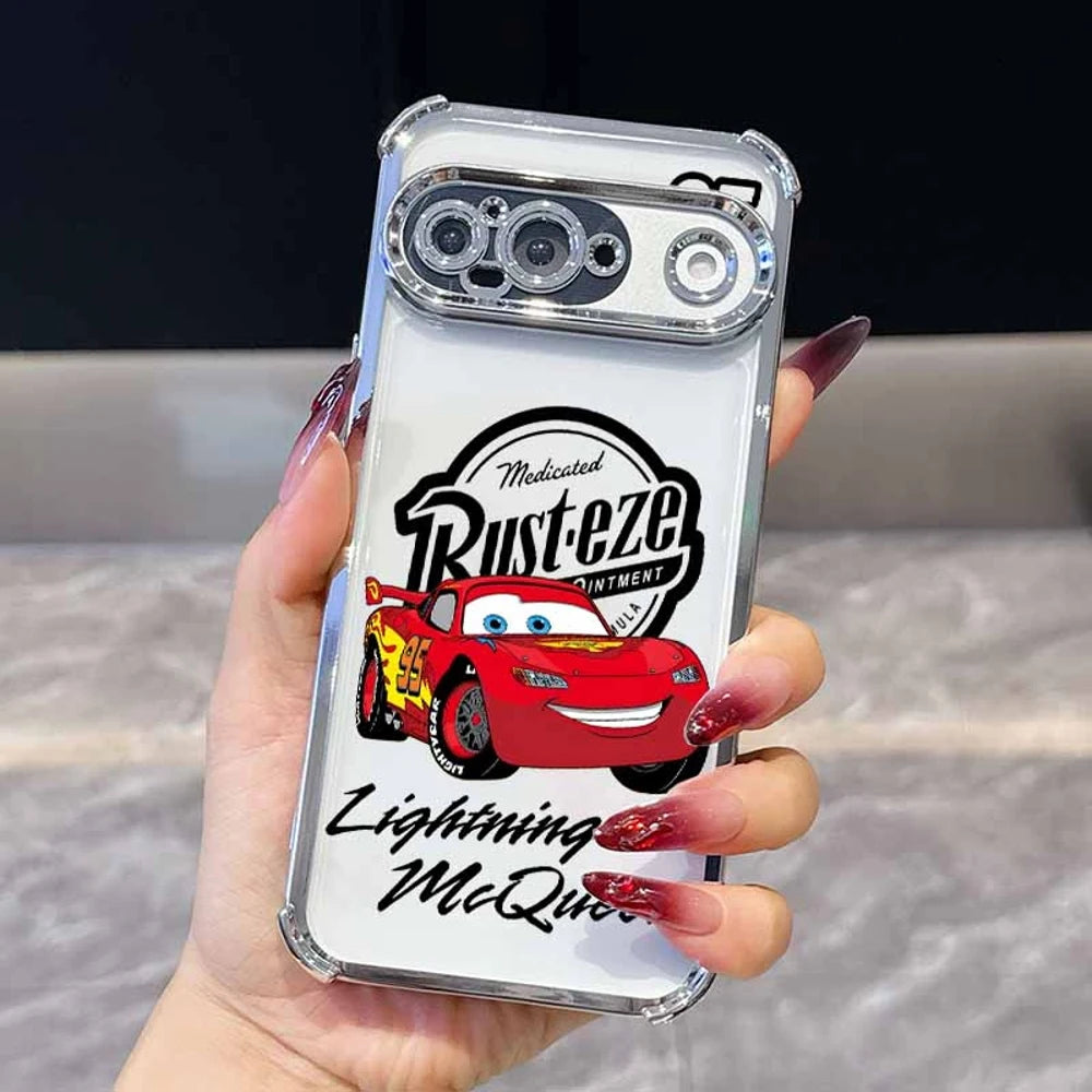 Cars Lightning McQueen Phone Case For Google Pixel 10A 9A 9 8A 8 7A 7 Pro XL Plating Drop-proof Transparent Soft Cover