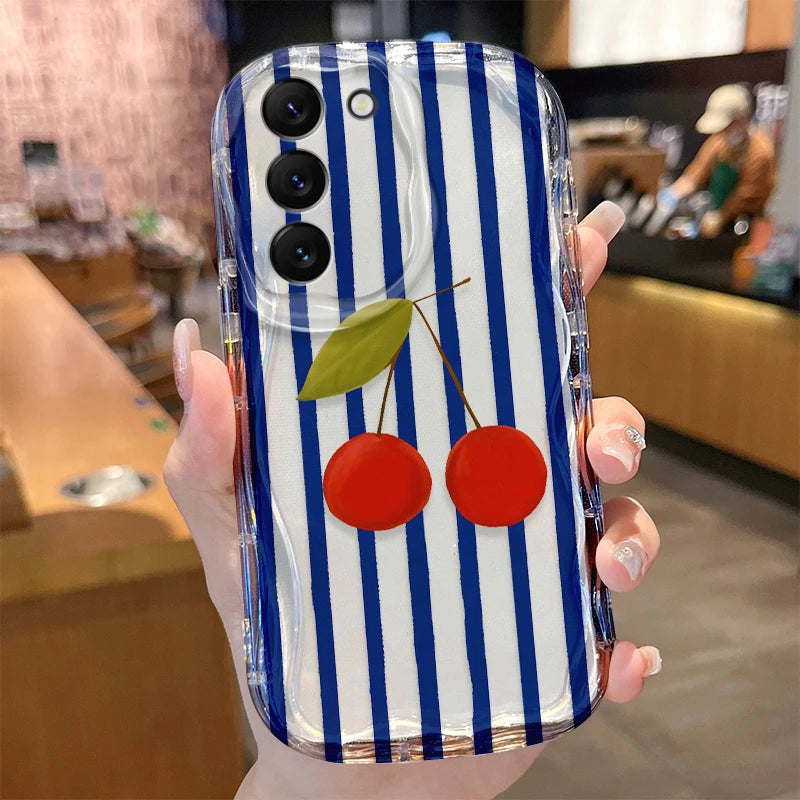 Striped Cocktail Phone Case for Samsung Galaxy S26 S25 S24 Plus S23 Ultra S22 S21 S20 FE A73 A71 4G A57 A56 A55 A54 5G A53 Cover