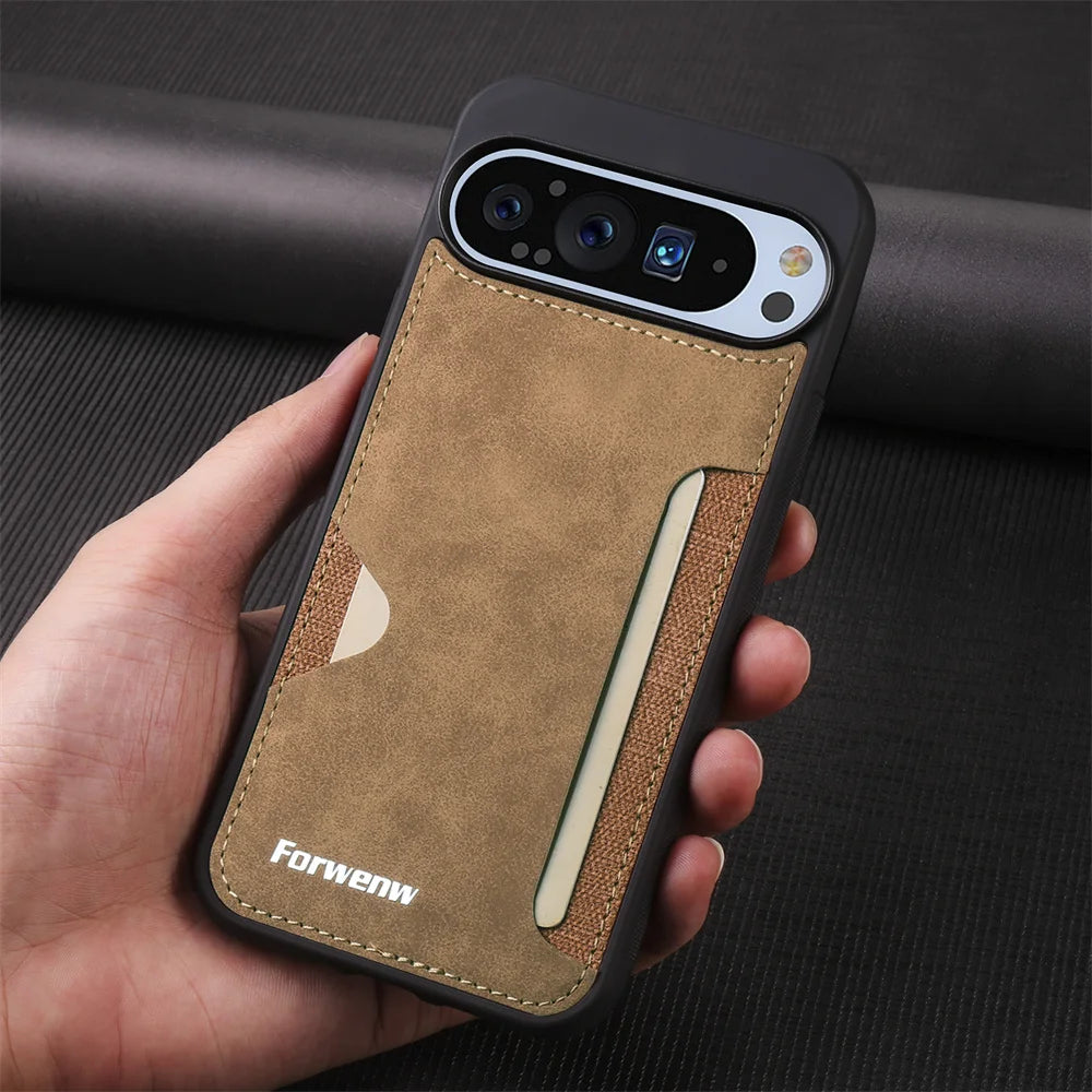 Phone Case for Google Pixel 10 Pro XL Phone Case Retro Leather Card Holder Wallet Cover for Google Pixel 10 Pro 9A 9 Pro XL