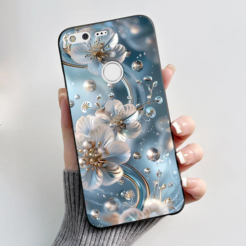 For Google Pixel XL Case Luxury Fashion Butterfly Flowers Black Soft TPU Silicone Back Cover For Google Pixel 1 1XL Phone Cases