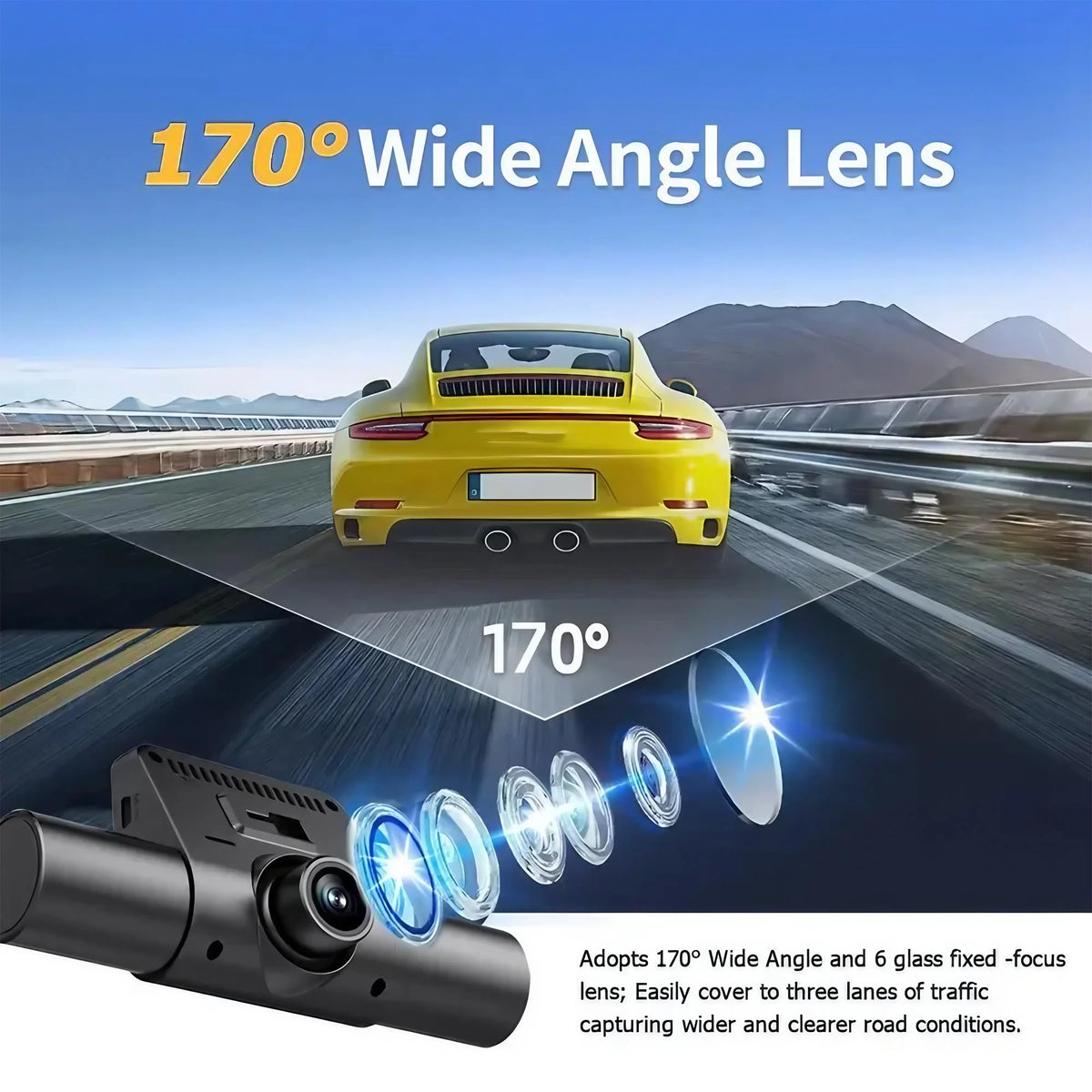 4 Lens Dash Cam 1080P Full HD 360 All Around View Car DVR 3 16 Inch IPS Screen Dashboard Camera Super Night Vision G Sensor Loop Recording Support Laptop Connection Professional Vehicle Driving Recorder Complete Interior Exte