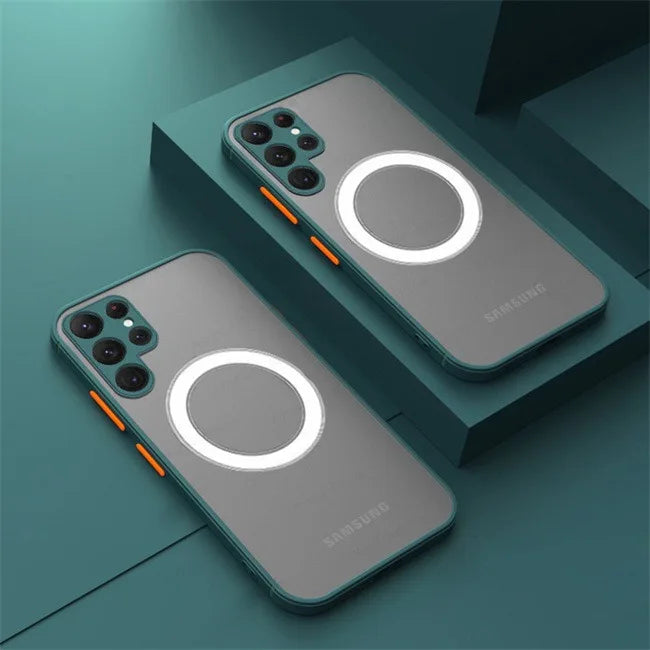 Luxury Matte For Magsafe Magnetic Wireless Charging Case For Samsung Galaxy S26 S25 Ultra S24 Plus S23 FE S22 Shockproof Cover