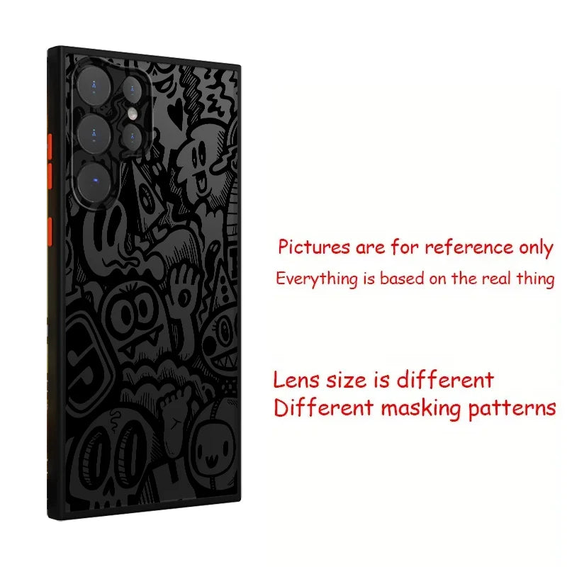 Black Graffiti Case for Samsung Galaxy S26 S21 S25 Ultra S23 FE S24 Plus Note 20 Ultra 10+ S20 FE S22 Funda Back Phone Cover