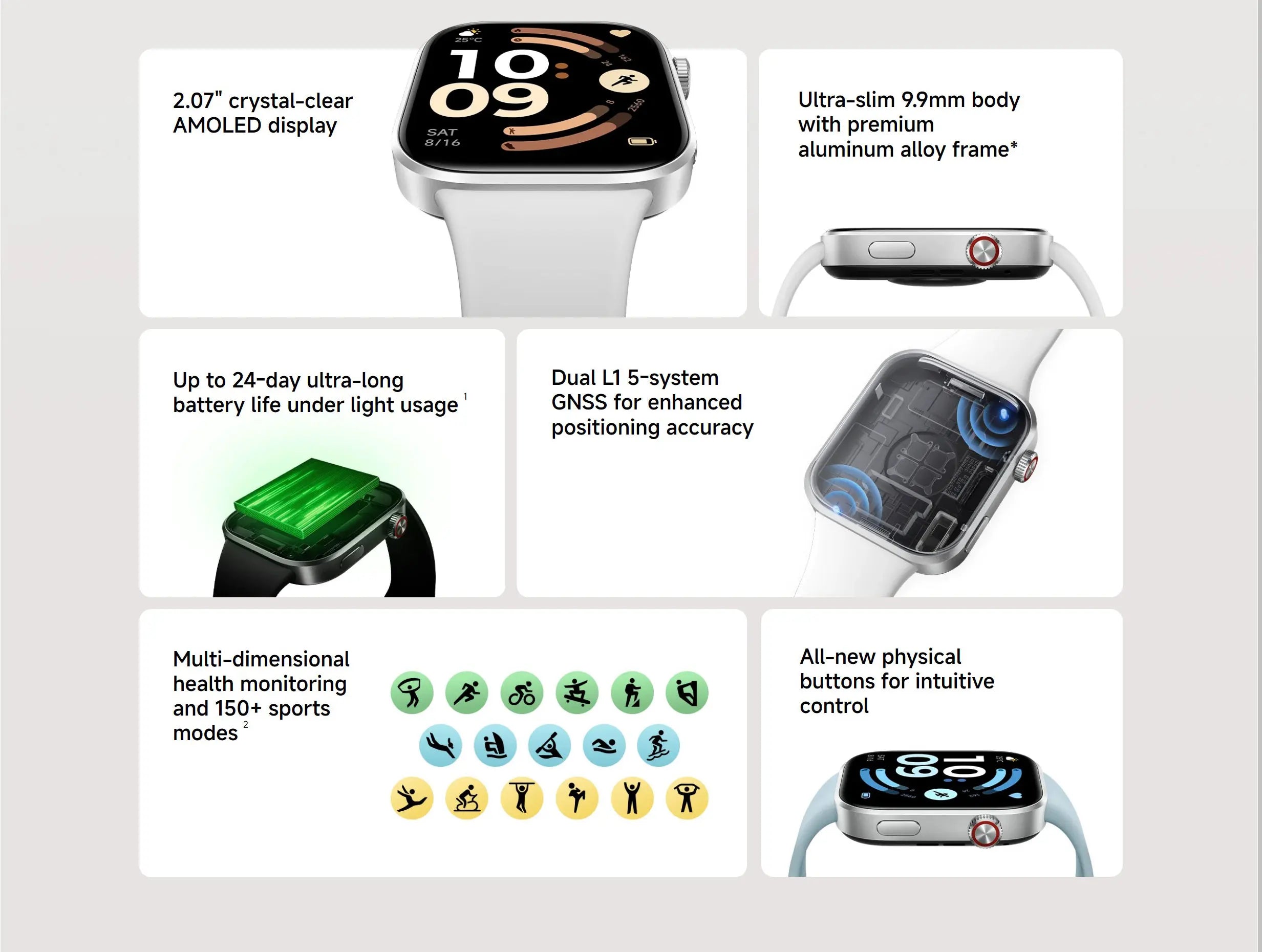 Global Version Redmi Watch 6 2.07" AMOLED Screen 550mAh Battery 150+ Sports Modes 5ATM Water Resistance Xiaomi HyperOS 3