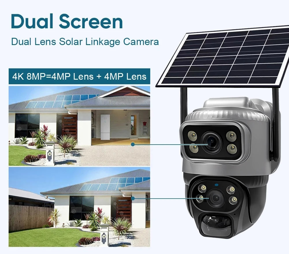 V380 4G Camera With Sim Card Solar Panel Low Power Waterproof CCTV Camera Support PIR Human Detect Night Vision Built in Battery