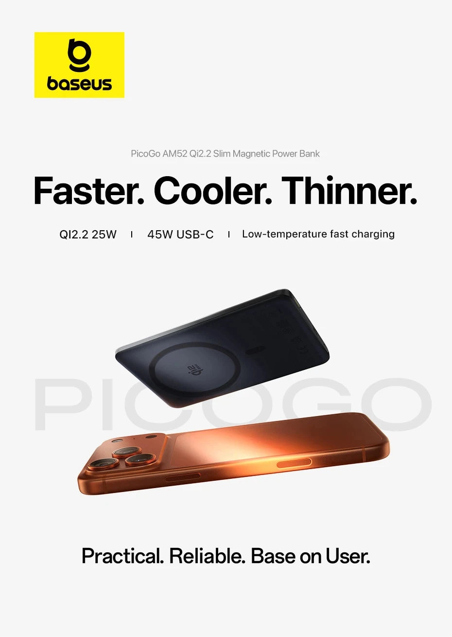 Baseus Qi2.2 25W Power Bank 10000mAh Magnetic Wireless Charging PD 45W USB-C Power Bank For iPhone 17 16 Pro Max Samsung S25