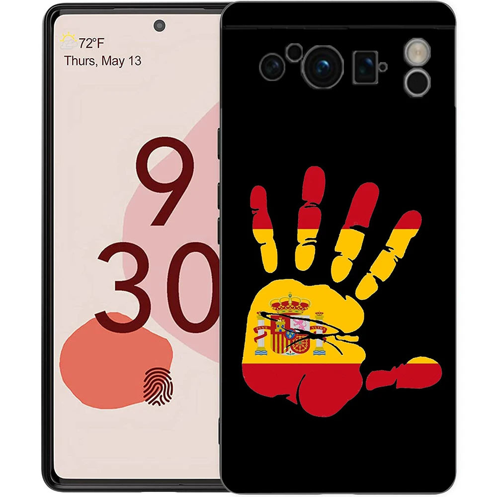 Spain flag Phone Case For Google Pixel 10A 10 9 8 7 6 Pro XL 9A 8A 6A 7A 5G Soft Shockproof TPU Black Cover