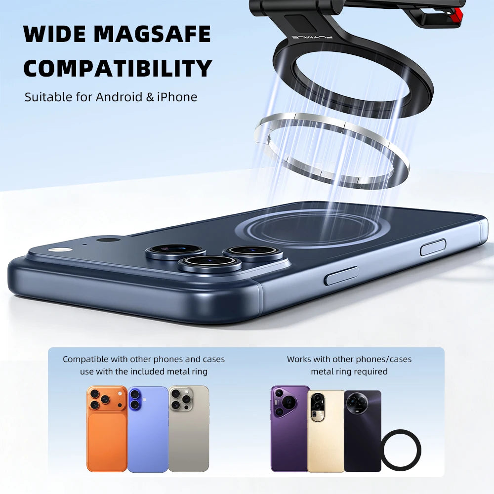 Flymile Foldable Magnetic Phone Tripod for iPhone 18 Pro Max 17 16 15 14 Accessories Selfie Stick Handle Compatible with MagSafe