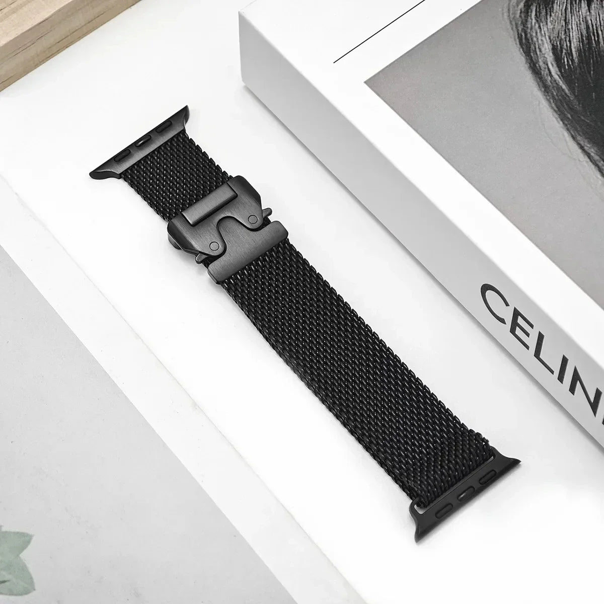 Titanium Band for Apple Watch Ultra 3 4 49mm 44 45 46mm 40 41 Series 12 10 Natural Milanese Loop IWatch Secure Parachute Buckle