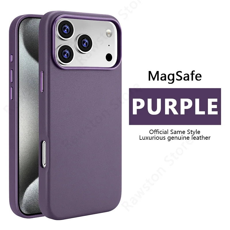 Official Magnetic Leather Case for Apple iPhone 17 Pro Max 16 13 12 14 15 Plus Original MacSafe for MagSafe Cover Accessories