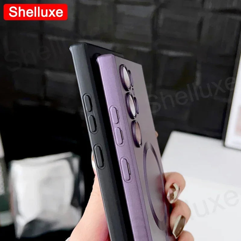 Luxury For Magsafe Magnetic Soft TPU Case Shelluxe For Samsung Galaxy S26 S25 EDGE S24 S23 S22 Ultra S21 Plus S20 FE Phone Cover