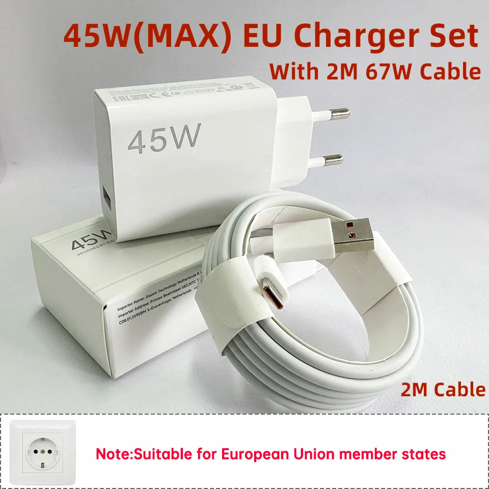 Oirginal XIAOMI 45W Charger Type C Turbo Charge Fast Charging Adapter Redmi Note 15 14 13 12 11 X Pro 10t Poco M7 X7 K40 Pad 6