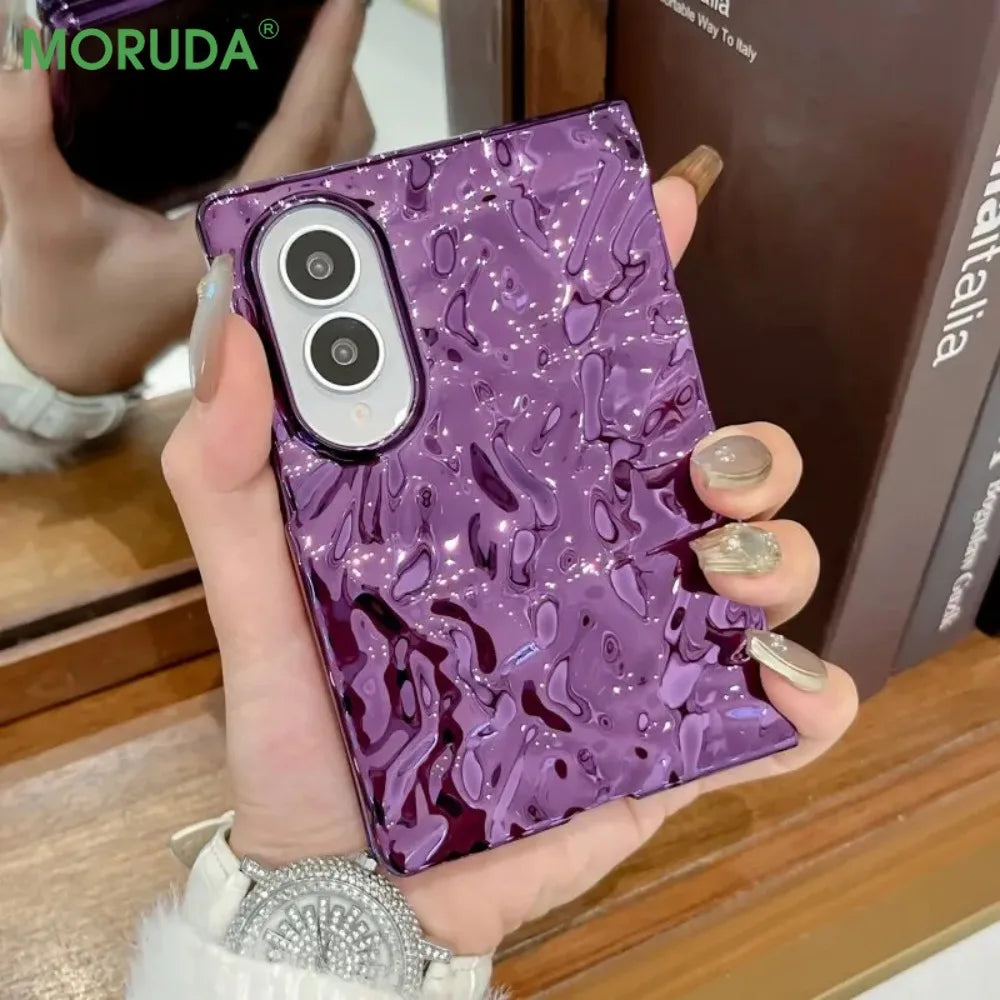Luxury Plating Water Ripple Advanced Phone Cases for Samsung Galaxy Z Fold 8 Ultra 7 6 5 4 Fold8 Shockproor Ultra-thin PC Cover