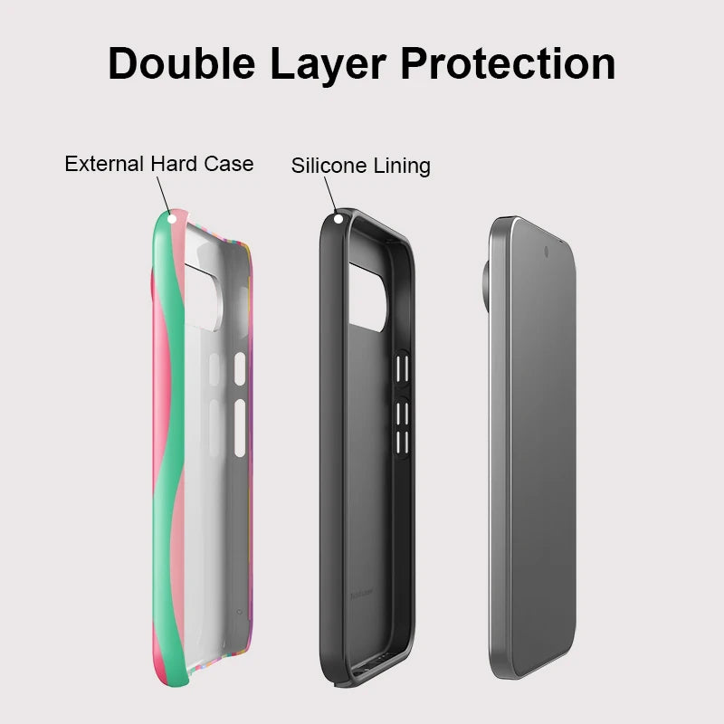 Fcicicase Colorful Lines Print Phone Case For Google Pixel 7A 8A 10A 8 9 10 Pro 10 9 Pro XL 2 in 1 Dual Layer Matte Bumper