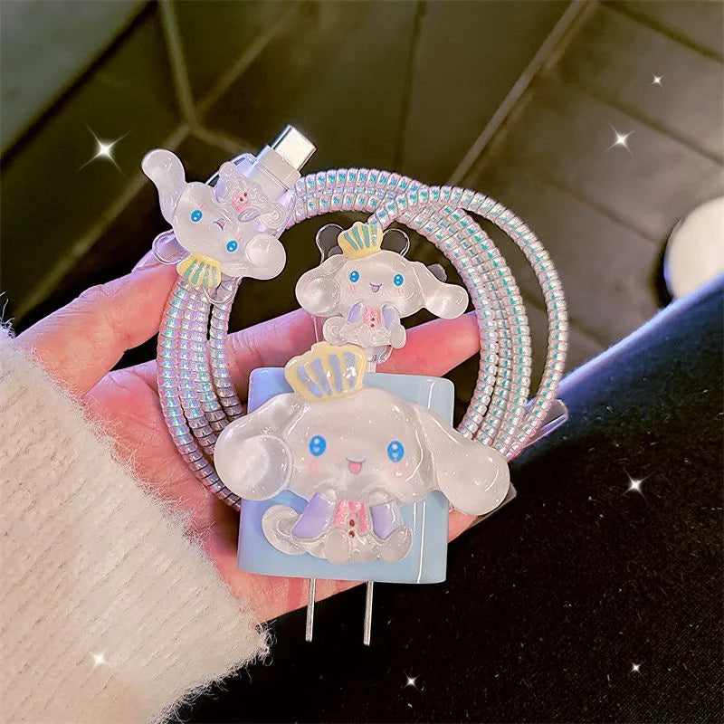 Cartoon Hello Kitty Cinnamon Charger Case Cable Protector for IPhone 18W/20W Fast Charging Cable Data Breakage-proof Charger