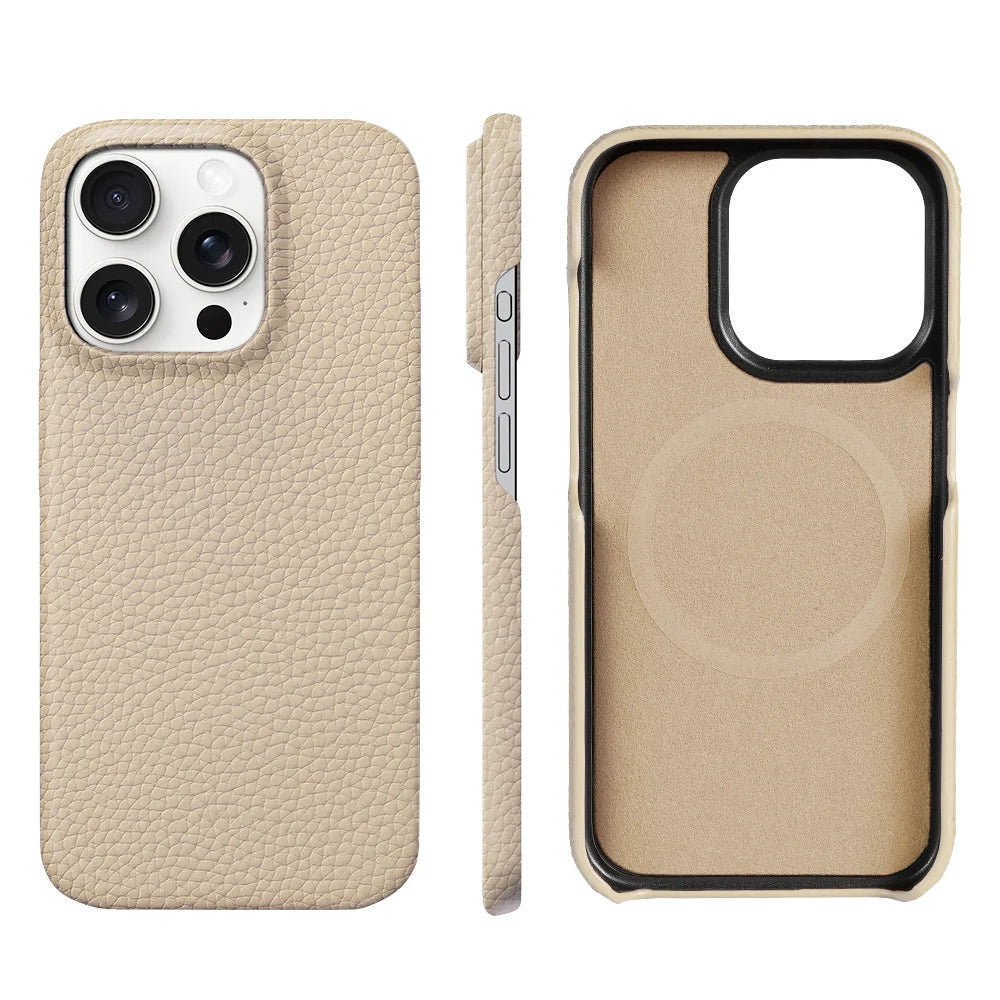 LANGSIDI Natural Cowhide Leather for Magsafe Case for iPhone 16 15 Pro Max Promax 15Pro 16Pro Luxury Magnetic Phone Back Cover