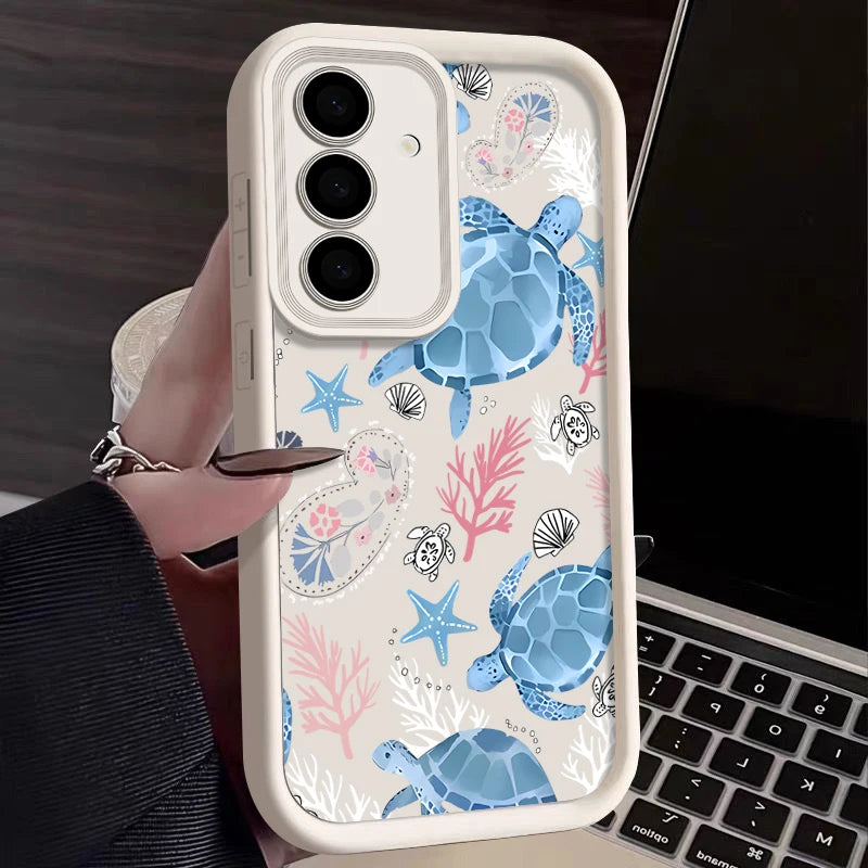 Sea Turtle Pattern TPU Case For Samsung Galaxy S26 S25 S23 Ultra S24 FE A57 A17 A56 A36 A26 A55 A16 A15 A35 A25 5G Phone Cover
