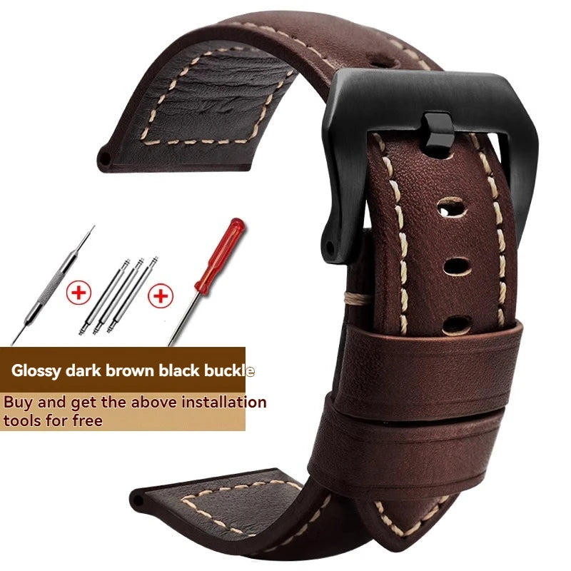 For Panerai Fossil SEIKO TISSOT Watchband Genuine Leather Bracelet male Frosted cowhide Strap Watch band 22 24mm 26m Accessories